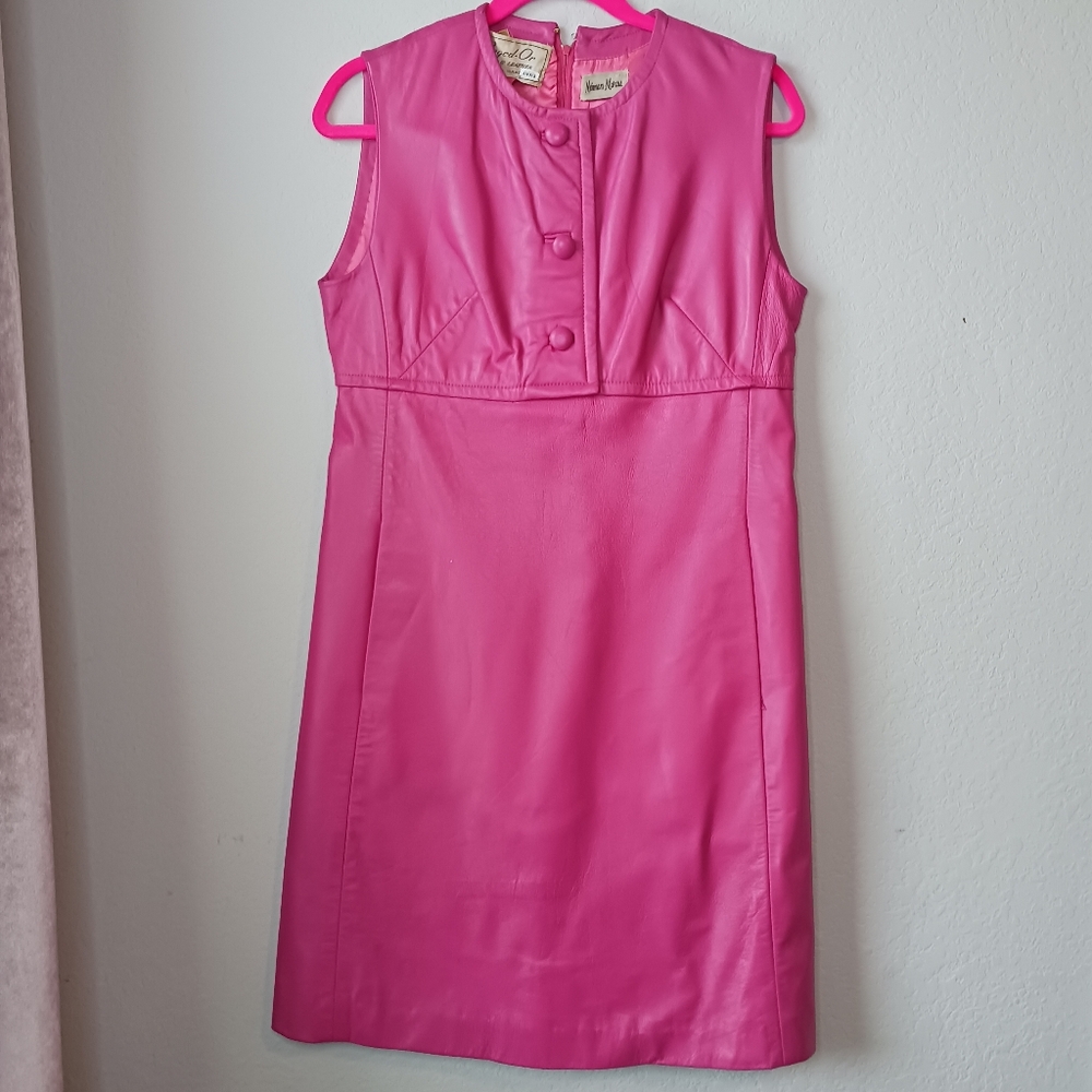 Neiman Marcus Hot Pink suede and leather Sleeveless dress S/M
